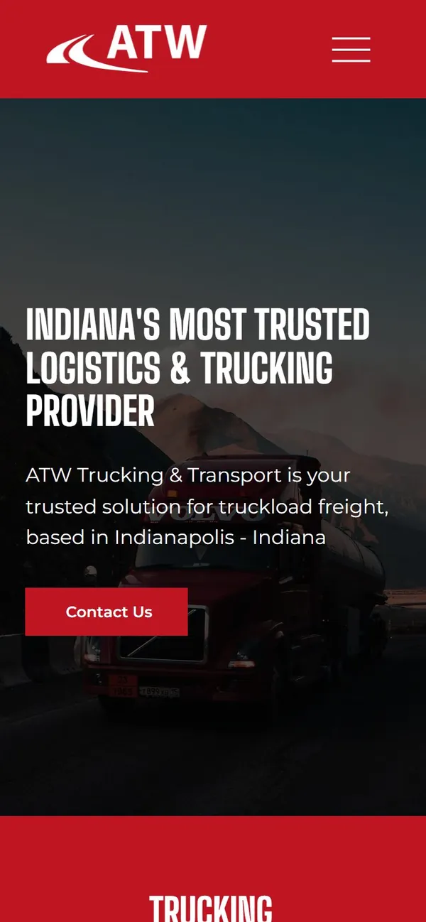 ATW Trucking website on a phone